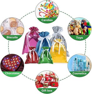 Sacs d'emballage en feuille <span class=keywords><strong>de</strong></span> Noël Joyeux Noël Cadeau Sacs en plastique Sacs à cordon pour emballage - Product Image 5