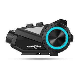 FreedConn R3 kamera perekam Video 2K, interkom helm sepeda motor Bluetooth dupleks penuh 1000M tahan air