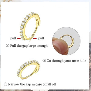 Lot de 10 Piercings de Nez en Acier Inoxydable avec Strass et Zircon, Bijoux de Piercing Dorés en Forme de L Géométrique, Idéal Cadeau - Product Image 3