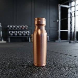 Premium Contoured Pure Copper Eco-Friendly Water <b>Bottle</b> Matte <b>Brushed</b> Sports Flask 100% Leak-Proof Ayurvedic Health Office - Product Image 4