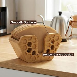 Portafiltros de café de madera transfronterizo, dispensador de papel de sobremesa, contenedor minimalista para filtros de café, bambú para restaurante - Product Image 3