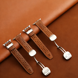 Correa Magnética de Acero Inoxidable y Cuero Genuino Premium para Relojes Serie 11, 10, Ultra y SE |   Correa Plegable Suave e Impermeable con Hebilla - Product Image 1