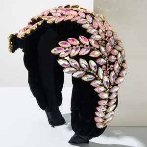 Fashion Flannelette Braided <b>Headband</b> Diamond Maple Leaf Shiny Light Luxury Hair Hoop Gorgeous Banquet Hair Accessories - Product Image 4