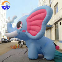 Modèle d'éléphant gonflable publicitaire multicolore, mignon, de style dessin animé, thème animal, accessoires de décoration publicitaire extérieure avec souffleur