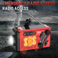 Radio de Emergencia del Fabricante Mayorista, WB AM FM, Baterías AA, Manivela, Carga Solar USB, Alarma SOS, Linterna de Emergencia
