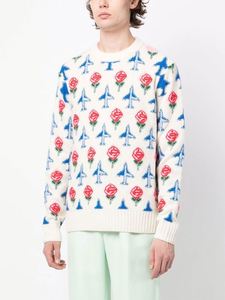Pull Homme Pull Jacquard Motif Avion Fleur Pull Tricoté Manches Longues Col Rond Pull Coton Homme - Product Image 2