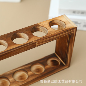 Support en bois pour tubes à essai, double couche, pour huiles essentielles, étagère de rangement, style moderne et simple - Product Image 3