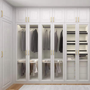 Armario de Piso a Techo con Puerta de Vidrio de Lujo Moderno Personalizado, Armarios Modernos Modulares, Armario de Dormitorio con Puerta Estilo Shaker en Forma de U - Product Image 5