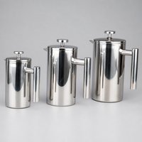 Cafetière à piston en acier inoxydable 304 à double paroi isolée, style européen, avec infuseur à thé et filtre à mailles fines