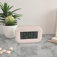 Mini-réveil numérique mignon à piles avec écran LCD rétroéclairé, affichage de la température, calendrier intelligent et minuteur pour chambre d'étudiant
