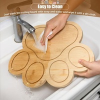Tabla de Cortar en Forma de Pata de Bambú, Ecológica, Tabla de Charcutería Única, Excelente Regalo para Amantes de Perros y Gatos, para el Hogar y Camping