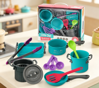 Ensemble de cuisine pour enfants, petit chef, jouet de simulation de cuisine, casseroles et poêles en plastique, ustensiles, jeu de rôle, jouet pour tout-petits