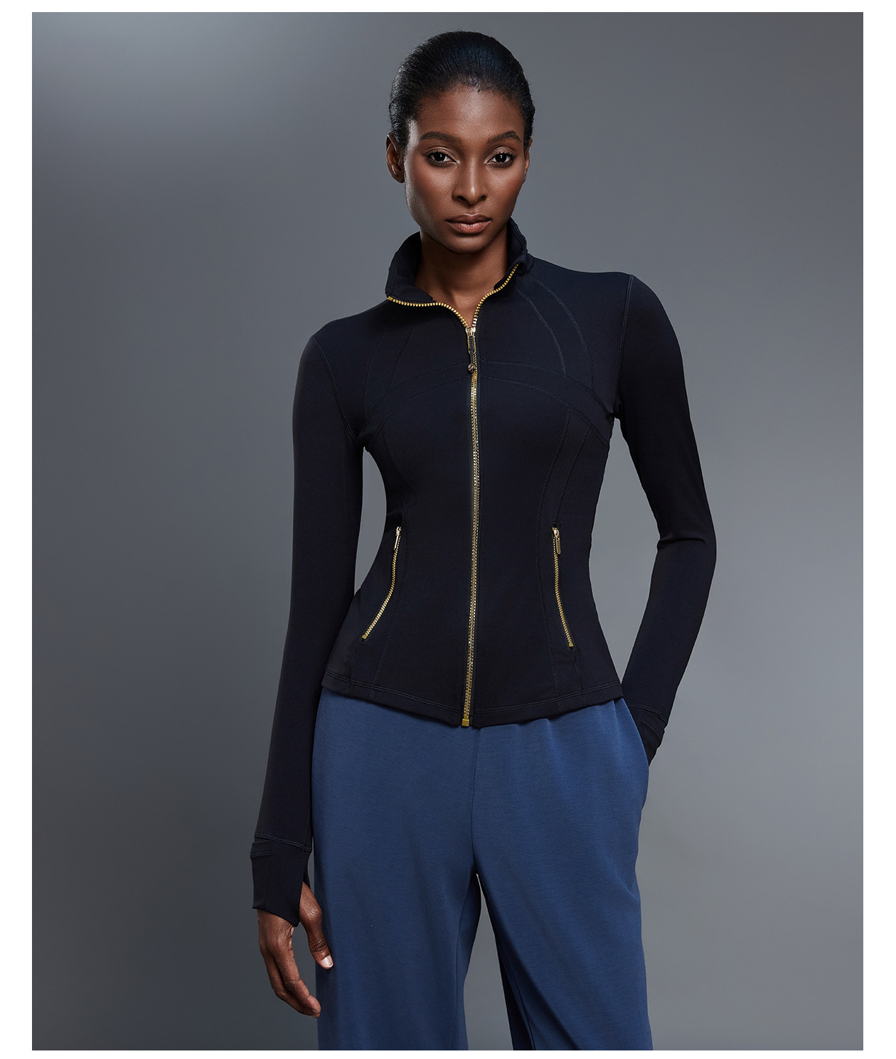 Black with golden zipper