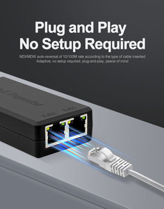 Extensor Gigabit POE 1 Entrada 2 Salidas 30W, Distribución Inteligente 25.5W/Puerto, Repetidor de Plástico de Ingeniería 10/100/1000Mbps - Product Image 1