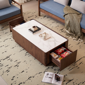 Mesa de Centro y Mesa de Café Modernas de Nogal Negro Sólido, Ecológicas y Duraderas, Directamente de Fábrica - Product Image 3