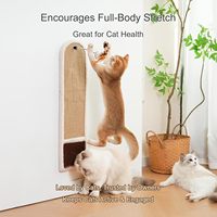Griffoir mural pour chat 3 en 1 en sisal avec brosse auto-nettoyante et jouet suspendu pour une installation facile et gain de place