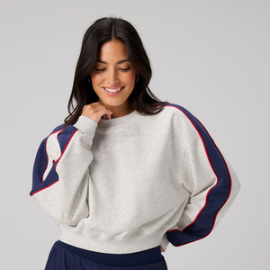 <span class=keywords><strong>Felpa</strong></span> da Donna Traspirante Invernale in Spugna Francese <span class=keywords><strong>con</strong></span> Collo Rotondo, Strisce Laterali a Contrasto, Maniche Raglan, Vestibilità Ampia ODM - Product Image 1