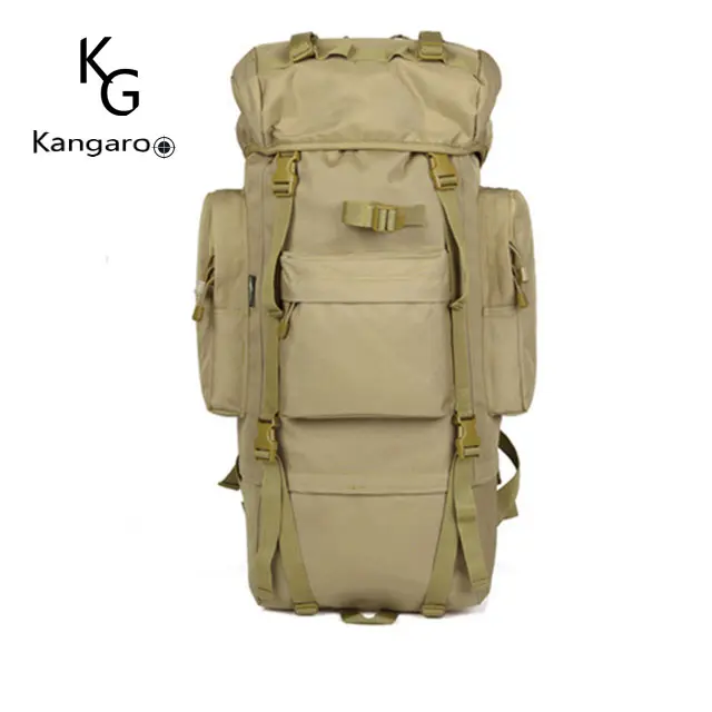 Hohe Kapazität 70L Khaki Wasserdichte Leinwand Outdoor Camping Wander rucksack