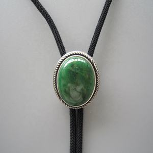 Collar Bolo Retro, Joyería de Personalidad, Creativo, Ajustable, con Cuerda, Estilo <span class=keywords><strong>Poirot</strong></span>, con Colgante Ovalado de Jade Verde Esmeralda - Product Image 5