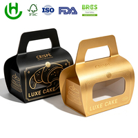 Boîte d'emballage personnalisée pour boulangerie avec poignée et fenêtre transparente, boîte à gâteau en papier pour desserts, pâtisseries, pains et plats à emporter