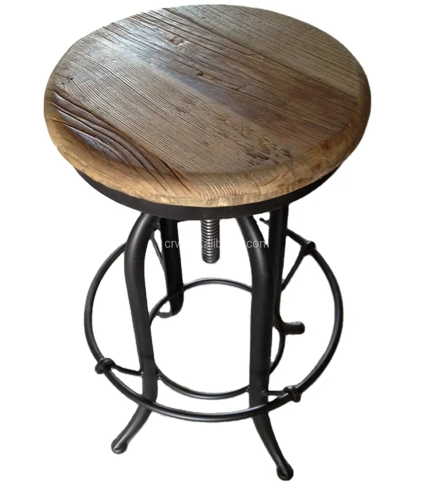 RE-1501 Antique Industrial Recycled Elm Bar Stool