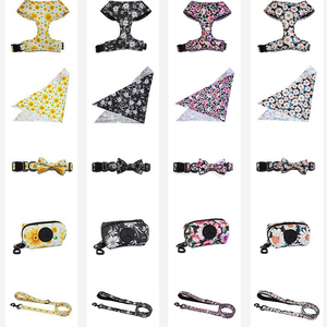 Ensemble de harnais pour chien à imprimé floral, vente en gros, OEM ODM, harnais rembourré, collier, laisse, bandana pour chiens de petite et moyenne taille - Product Image 6