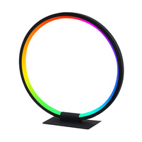Lámpara de Noche Ambiental LED Activada por Sonido, Lámpara de Escritorio Redonda, Iluminación Ambiental para Mesa de Noche, Alimentada por USB