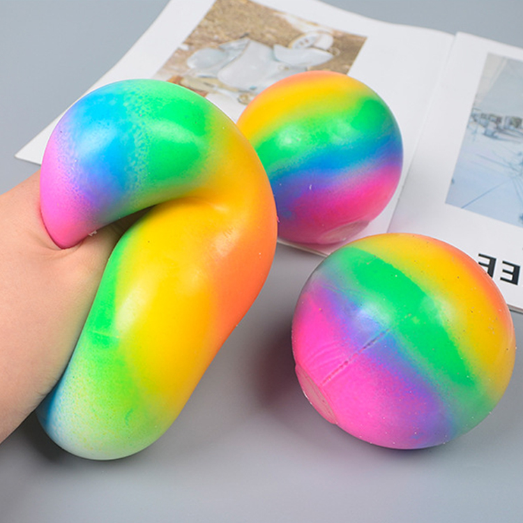 Squeeze Stress Toy Newest Cure Play Rainbow Ball Colorful Soft Foam Squeeze Balls Toys For Children Adults Stress Relief Funny Toys
