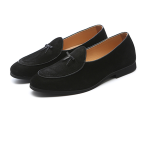37-44 grandi uomini in vera pelle da fumo pantofole grigio mocassini punta rotonda scarpa abito da sposa scarpa - Product Image 1