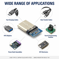 Connecteur mâle Type C 24 broches avec plaques de soudure pour carte PCB, connecteur USB C pour câble de charge rapide, batterie externe, adaptateur OTG