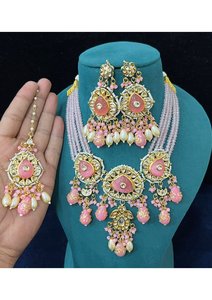 Conjunto de Joyería Nupcial Tradicional Kundan para Mujer, Collar de Perlas de Varias Hebras con Pendientes a Juego, para Bodas Indias y Fiestas - Product Image 3