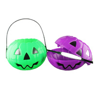 Décoration d'Halloween : Seau citrouille pliable 2-en-1 (Grand, Moyen, Petit) en PP pour bonbons