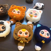 Baby Drei Glückskatzen Reißverschlusstaschen-Serie Blindbox Mode-Dekorationskollektion Modellfigur Niedlicher Anhänger Plüschpuppe Unisex