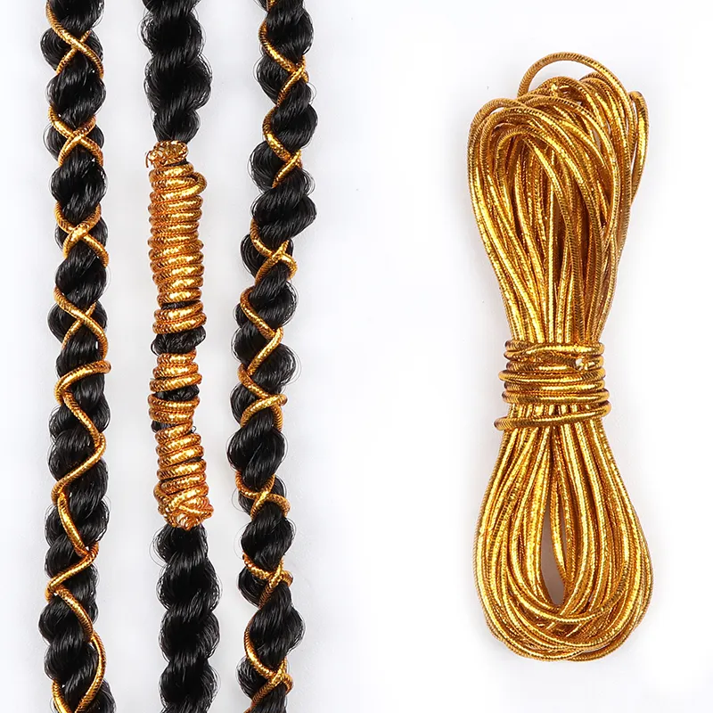 1m/pcs 5m/pc 1mm Gold String Metallic Cord Jewelry Thread Hair Accessories for Braids