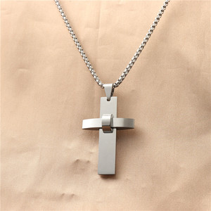 Men's Stainless Steel <b>Cross</b> Pendant Necklace Geometric Design Punk Style 12067 - Product Image 1