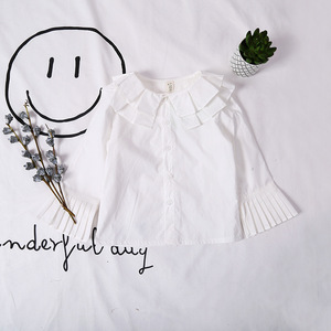 Children's Girl's Latest New Model Buttons Blank Big Collar Shirts From Online Shop - Product Image 4