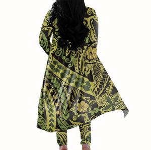 Ensemble de 2 pièces Samoa Turtle Polynesian Tattoo : Cardigan à manches longues + Leggings taille haute moulants - Product Image 2