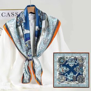 ผ้าพันคอไหมแ<span class=keywords><strong>ท</strong></span>้ 100% น้ำหนักเบา ขนาด 90x90 ซม. ลายพิมพ์ Paisley & Boho ขอบเย็บมือ พร้อมป้ายกำกับแบบกำหนดเอง ของขวัญสุดหรู - Product Image 4