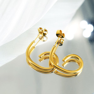 Pendientes Clásicos de Acero Inoxidable Resistentes al Agua, Chapados en Oro de 14k y 18k, Joyería de Moda para Mujer - Product Image 2