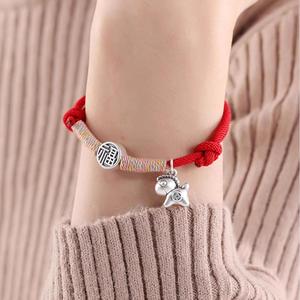 999 Pure <b>Silver</b> Red String Bracelet With Animal <b>Charm</b> For Good Luck And Fortune Gift Unisex Jewelry - Product Image 2