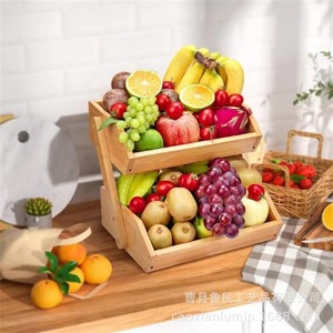 Panier de rangement multi-niveaux en bois Lu Min pour fruits, légumes et organisation de la cuisine, 2 ou 3 niveaux - Product Image 1