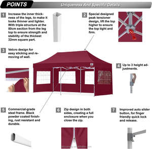 Pour ABCCANOPY 10x20FT Style Moderne Premium Instantané Pop up Auvent Tente avec Élégante Fenêtre D'église <span class=keywords><strong>Bourgogne</strong></span> pour Les Événements En Plein Air - Product Image 4