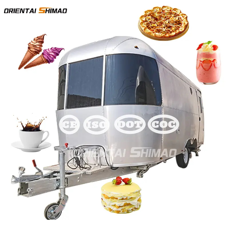 Mobile Food Van Trailers Stainless Steel Commercial Deep Fryer Food Trucks Pizza Ice Cream Hot Dog Food Trailers For Europe