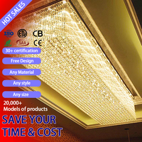 Lustre de plafond LED en cristal de style moderne personnalisé DUOMEIJU, hauteur réglable, base d'ampoule E14, 3000K AC, hôtel, villa, intérieur