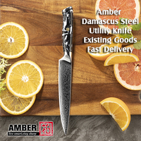 Couteau à éplucher en acier Damas avec manche en pierre turquoise noire, couteau à découper les fruits, couteau de cuisine