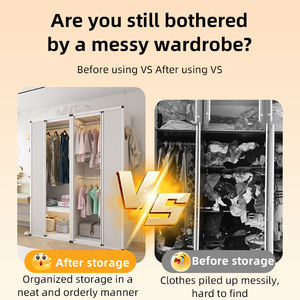 Armoire robuste avec grande capacité de rangement et capacité de charge élevée, organisateur de chambre à coucher, penderie spacieuse avec panneau perforé, armoire en acier - Product Image 6