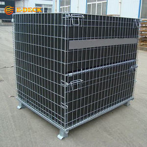 Yüksek kaliteli katlanabilir istiflenebilir galvanizli çelik katlanabilir tel örgü palet kafes - Product Image 3