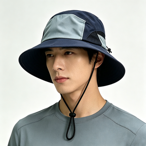 Unisex UPF50+ Wide Brim Fishing Bucket <b>Hat</b> Quick Dry Breathable Mesh Outdoor Sun <b>Hat</b> Windproof Chin Strap Image Casual Daily - Product Image 1