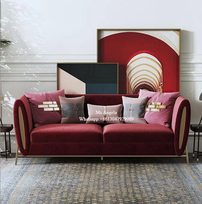 Doppia seduta mobili moderno chesterfield divano a due posti divano in tessuto set salotto di design vino rosso di velluto chesterfield divano vendita calda