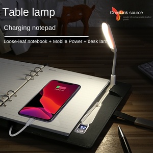 Lampe de bureau <span class=keywords><strong>rechargeable</strong></span> pour ordinateur portable, couverture en <span class=keywords><strong>cuir</strong></span> PU et PVC pour bloc-notes, cadeaux d'affaires personnalisables, taille A5 - Product Image 3